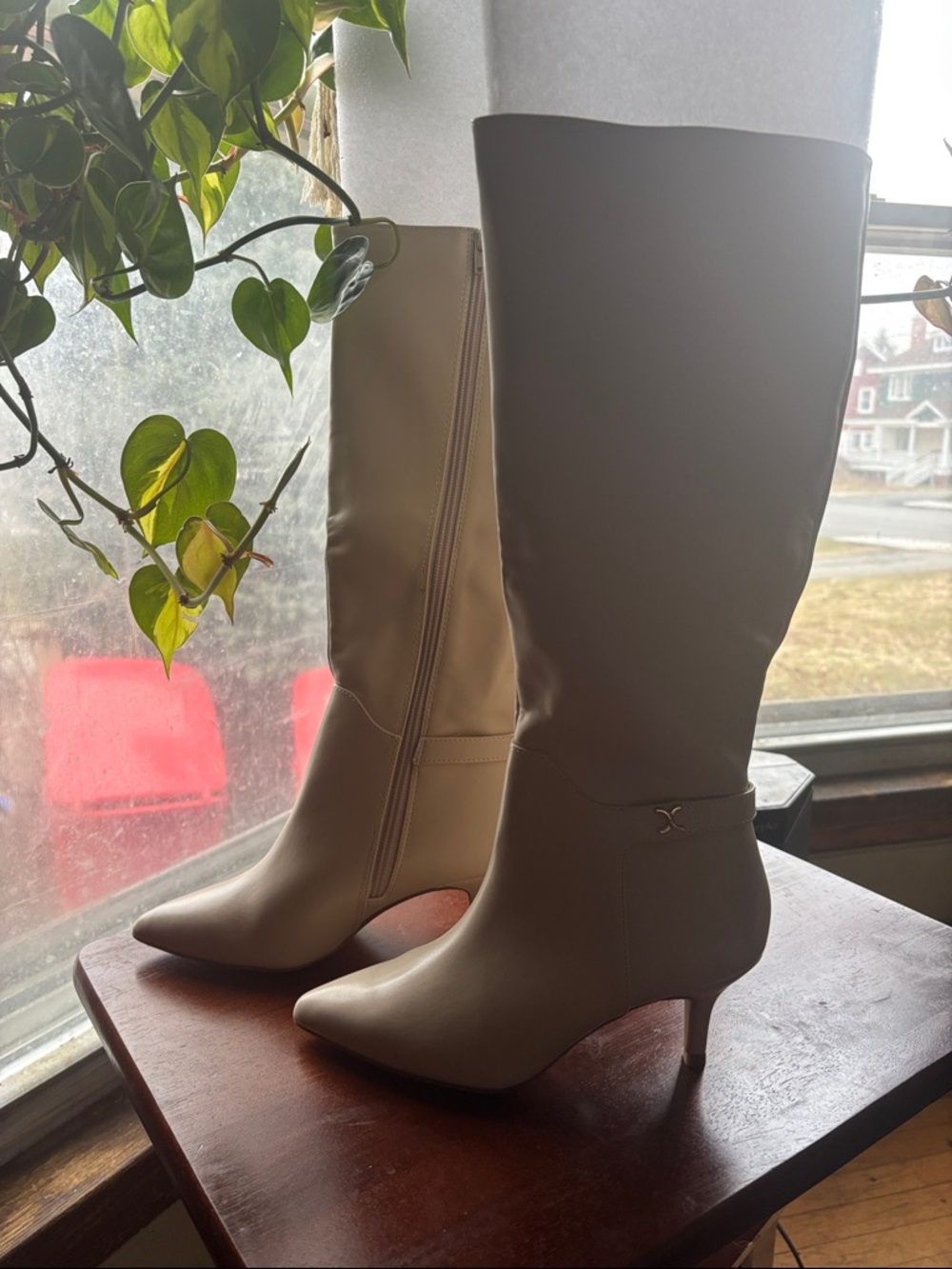 Charter Club Knee-High Heeled Boots in Cream